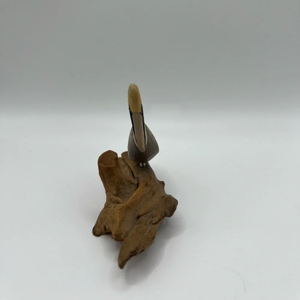 Whitton Handcarving Driftwood Statue Figurine Pelican Bird Collectible Vintage